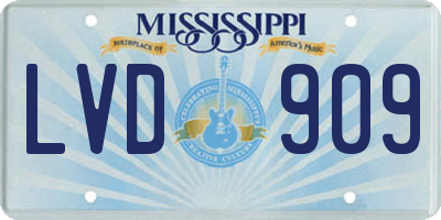 MS license plate LVD909