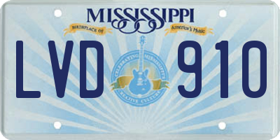 MS license plate LVD910