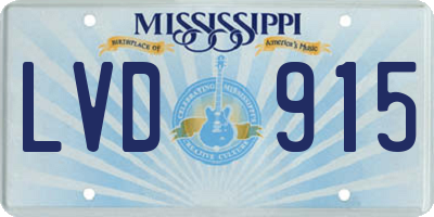 MS license plate LVD915