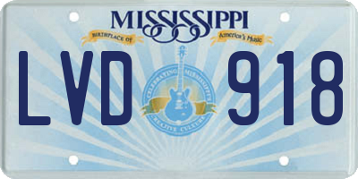 MS license plate LVD918