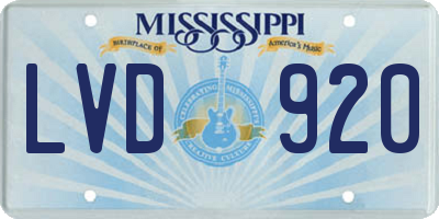 MS license plate LVD920