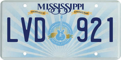 MS license plate LVD921
