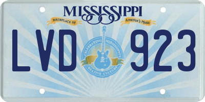 MS license plate LVD923