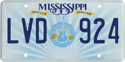 MS license plate LVD924
