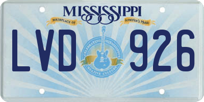 MS license plate LVD926