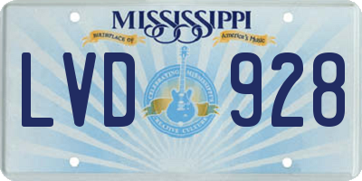 MS license plate LVD928
