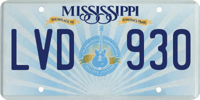 MS license plate LVD930