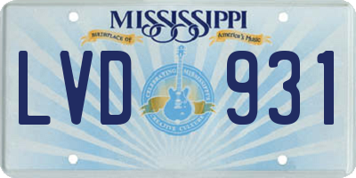 MS license plate LVD931