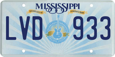 MS license plate LVD933