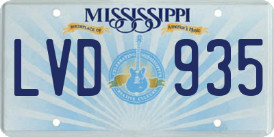 MS license plate LVD935