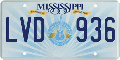 MS license plate LVD936