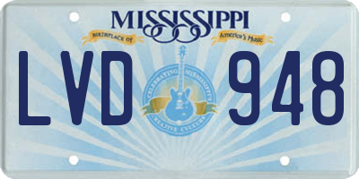 MS license plate LVD948