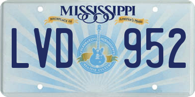 MS license plate LVD952