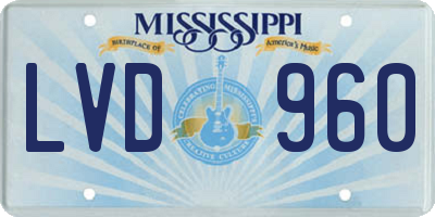 MS license plate LVD960