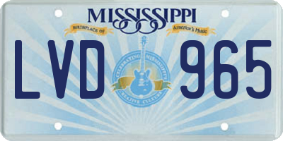 MS license plate LVD965