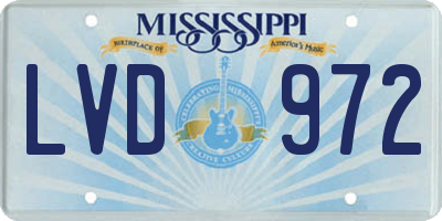 MS license plate LVD972