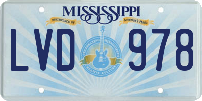 MS license plate LVD978