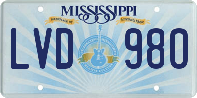 MS license plate LVD980