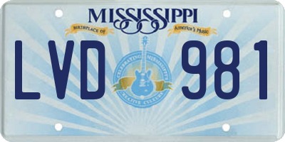 MS license plate LVD981