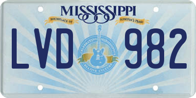 MS license plate LVD982