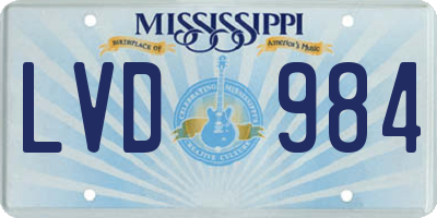 MS license plate LVD984