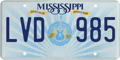 MS license plate LVD985