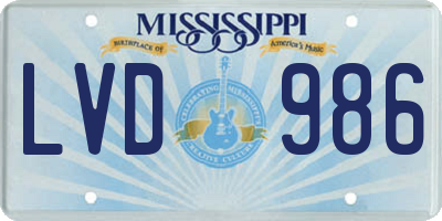 MS license plate LVD986