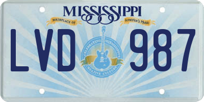 MS license plate LVD987
