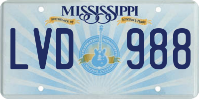 MS license plate LVD988