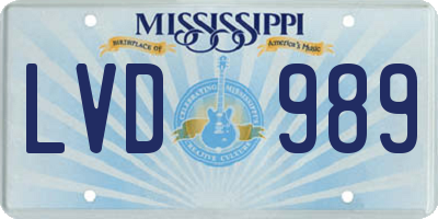 MS license plate LVD989