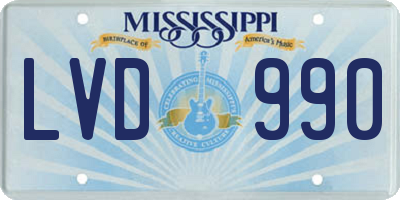 MS license plate LVD990