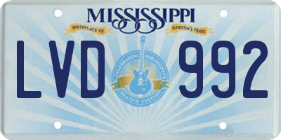 MS license plate LVD992