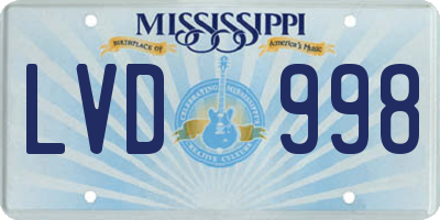 MS license plate LVD998