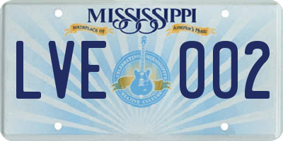 MS license plate LVE002