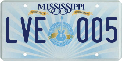 MS license plate LVE005