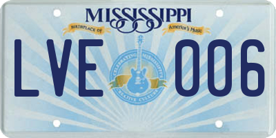 MS license plate LVE006