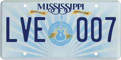 MS license plate LVE007