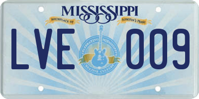 MS license plate LVE009
