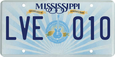 MS license plate LVE010