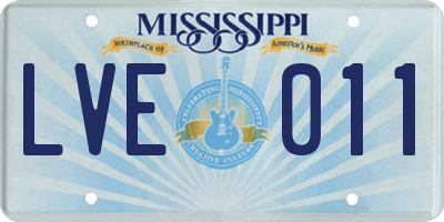 MS license plate LVE011