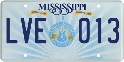 MS license plate LVE013