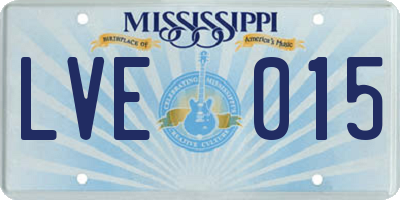MS license plate LVE015