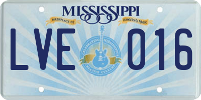 MS license plate LVE016