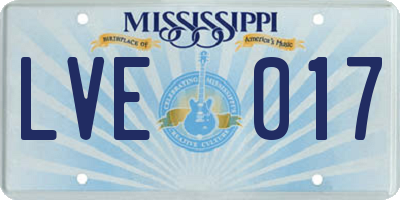 MS license plate LVE017
