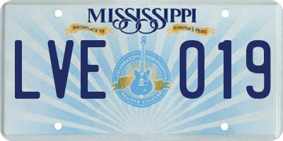 MS license plate LVE019
