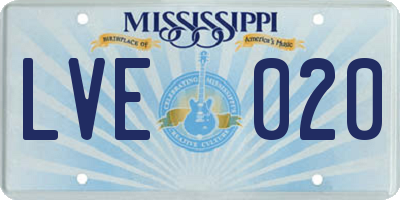 MS license plate LVE020