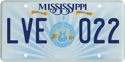 MS license plate LVE022