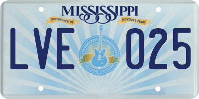 MS license plate LVE025