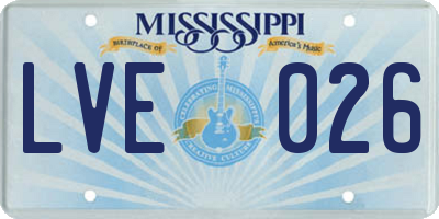 MS license plate LVE026