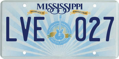 MS license plate LVE027